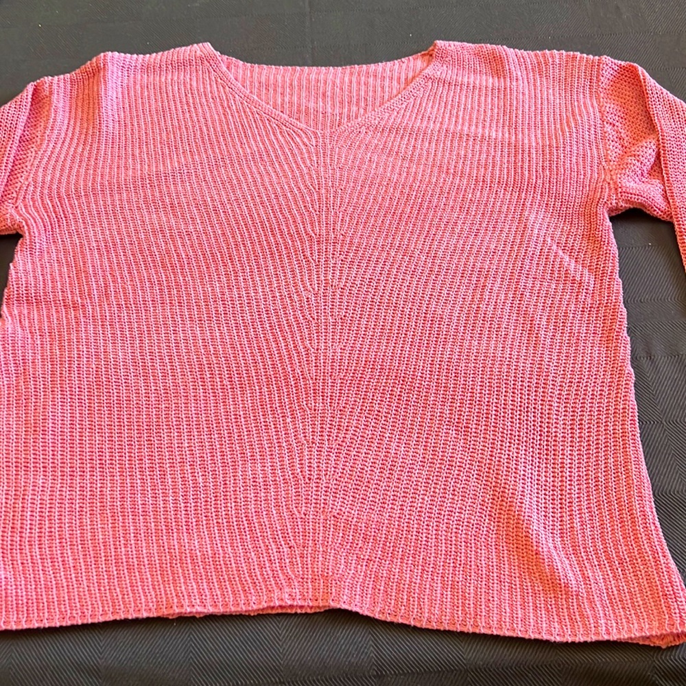 Long sleeve V-Neck Waffle Knit Ruffle Soft sweater top